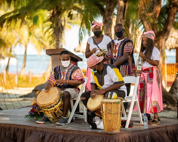 Band playing at new Belize Marriott Residences Ambergris Caye groundbreaking ceremony 2022